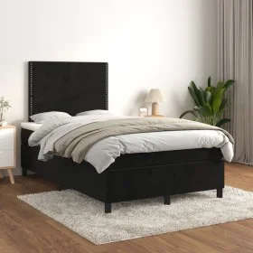 Cama box spring con colchón terciopelo negro 120x200 cm de , Camas y somieres - Ref: Foro24-3142955, Precio: 392,02 €, Descue...