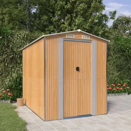 Cobertizo jardín acero galvanizado marrón claro 192x274x223 cm de , Cobertizos - Ref: Foro24-3147472, Precio: 379,34 €, Descu...