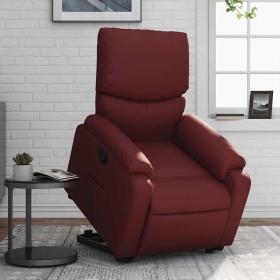 Sillón reclinable elevable cuero artificial rojo tinto en Sillones | Comprar online en Foru.es