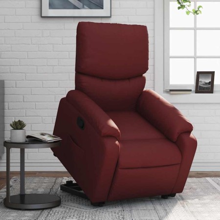 Sillón reclinable elevable cuero artificial rojo tinto en Sillones | Comprar online en Foru.es