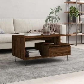 Mesa de centro madera contrachapada roble marrón 90x49x45 cm de , Mesas de centro - Ref: Foro24-831027, Precio: 62,09 €, Desc...