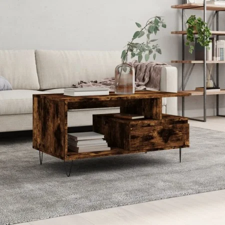 Couchtisch aus geräuchertem Eichensperrholz, 90 x 49 x 45 cm von , Couchtisch - Ref: Foro24-831025, Preis: 66,47 €, Rabatt: %