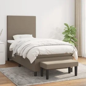Cama box spring con colchón tela gris taupe 80x200 cm de , Camas y somieres - Ref: Foro24-3136393, Precio: 399,68 €, Descuent...