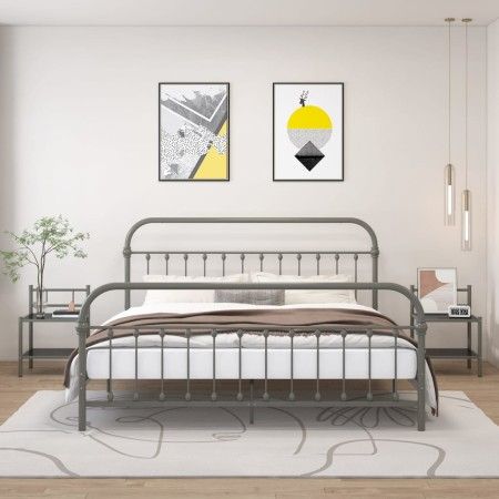 Mesitas de noche 2 unidades metal y vidrio gris y negro de vidaXL, Mesitas de noche - Ref: Foro24-325093, Precio: 43,77 €, De...