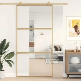 Golden sliding door made of transparent ESG glass and aluminum by , Doors for the home - Ref: Foro24-155150, Price: 167,84 €,...