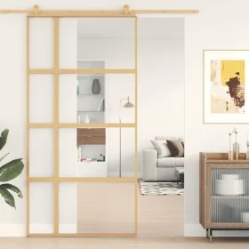 Golden sliding door made of transparent ESG glass and aluminum by , Doors for the home - Ref: Foro24-155192, Price: 173,11 €,...