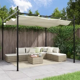 Pérgola con cubierta retráctil color crema 295x292x230 cm de , Carpas y cenadores - Ref: Foro24-360114, Precio: 221,22 €, Des...