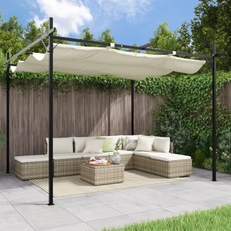 Pérgola con cubierta retráctil color crema 295x292x230 cm de , Carpas y cenadores - Ref: Foro24-360114, Precio: 221,22 €, Des...
