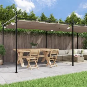 Pérgola con cubierta retráctil gris taupe 589x292x230 cm de , Carpas y cenadores - Ref: Foro24-360121, Precio: 430,07 €, Desc...