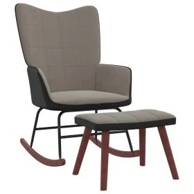 Sillón de relax con taburete terciopelo gris claro y PVC de , Mecedoras - Ref: Foro24-327886, Precio: 120,52 €, Descuento: %