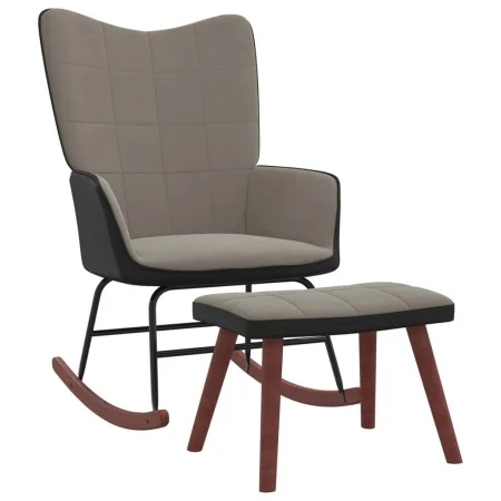 Sillón de relax con taburete terciopelo gris claro y PVC de , Mecedoras - Ref: Foro24-327886, Precio: 120,52 €, Descuento: %