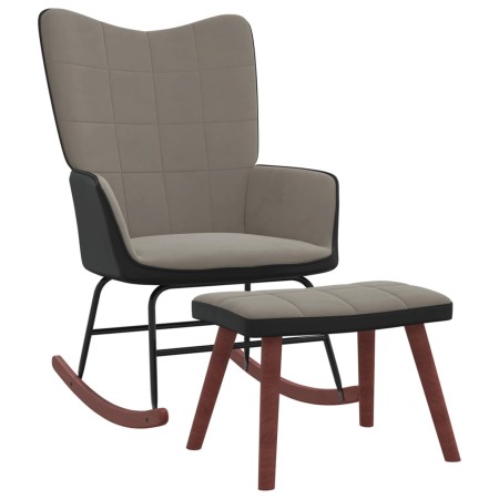 Sillón de relax con taburete terciopelo gris claro y PVC de , Mecedoras - Ref: Foro24-327886, Precio: 98,88 €, Descuento: %