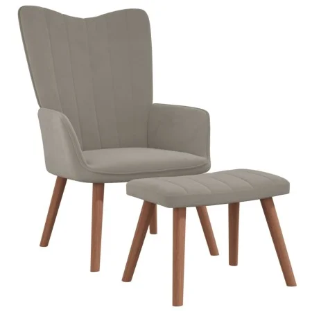 Sillón de relax con taburete de terciopelo gris claro de , Sillones - Ref: Foro24-327666, Precio: 113,74 €, Descuento: %