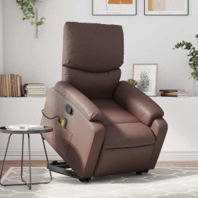 Sillón reclinable de masaje de pie de cuero sintético marrón en Sillones | Comprar online en Foru.es