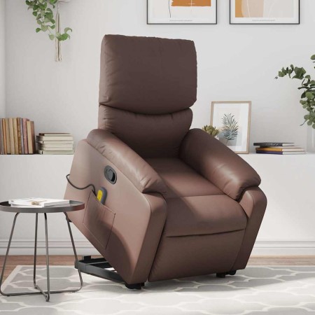 Sillón reclinable de masaje de pie de cuero sintético marrón en Sillones | Comprar online en Foru.es