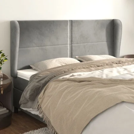 Headboard with light gray velvet ears 203x23x118/128 cm by , Headboards and footboards - Ref: Foro24-3117882, Price: 111,38 €...