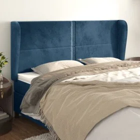 Headboard with dark blue velvet ears 183x23x118/128 cm by , Headboards and footboards - Ref: Foro24-3117880, Price: 130,69 €,...