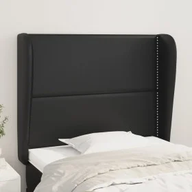 Headboard with black synthetic leather ears 93x23x118/128 cm by , Headboards and footboards - Ref: Foro24-3117894, Price: 63,...
