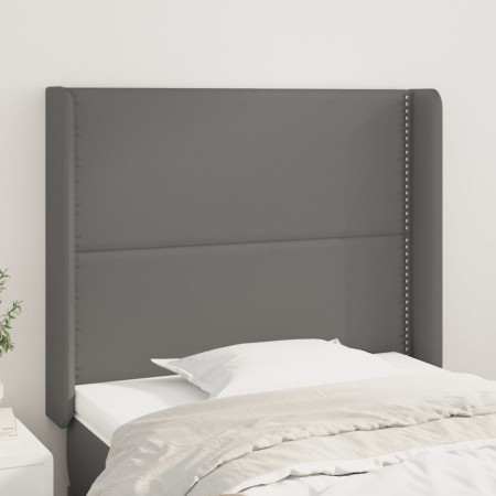 Cabecero con orejas cuero sintético gris 83x16x118/128cm de , Cabeceros y pies de cama - Ref: Foro24-3119516, Precio: 67,81 €...