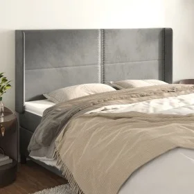 Kopfteil mit hellgrauen Samtohren 183x16x118/128 cm von , Kopf- und Fußteile - Ref: Foro24-3119500, Preis: 99,22 €, Rabatt: %