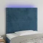 Headboard with LED lights dark blue velvet 100x5x118/128 cm by , Headboards and footboards - Ref: Foro24-3122330, Price: 58,3...