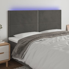 Cabecero con luces LED terciopelo gris oscuro 180x5x118/128 cm de , Cabeceros y pies de cama - Ref: Foro24-3122345, Precio: 9...