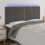Cabecero con luces LED terciopelo gris oscuro 180x5x118/128 cm de , Cabeceros y pies de cama - Ref: Foro24-3122345, Precio: 9...