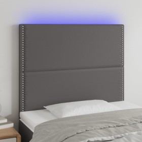 Cabecero con luces LED cuero sintético gris 90x5x118/128 cm de , Cabeceros y pies de cama - Ref: Foro24-3122366, Precio: 60,4...