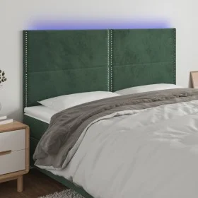 Cabecero con luces LED terciopelo verde oscuro 180x5x118/128 cm de , Cabeceros y pies de cama - Ref: Foro24-3122347, Precio: ...
