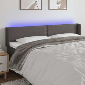 Cabecero con LED cuero sintético gris 163x16x78/88 cm de , Cabeceros y pies de cama - Ref: Foro24-3123196, Precio: 72,76 €, D...