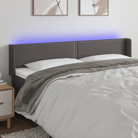 Cabecero con LED cuero sintético gris 163x16x78/88 cm de , Cabeceros y pies de cama - Ref: Foro24-3123196, Precio: 72,76 €, D...