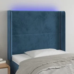 Cabecero con LED de terciopelo azul oscuro 103x16x118/128 cm de , Cabeceros y pies de cama - Ref: Foro24-3123954, Precio: 73,...