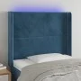LED-Kopfteil aus dunkelblauem Samt, 103 x 16 x 118/128 cm von , Kopf- und Fußteile - Ref: Foro24-3123954, Preis: 73,53 €, Rab...