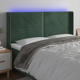 Cabecero con LED de terciopelo verde oscuro 203x16x118/128 cm de , Cabeceros y pies de cama - Ref: Foro24-3123977, Precio: 14...