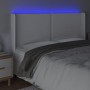 Cabecero con LED cuero sintético blanco 203x16x118/128 cm de , Cabeceros y pies de cama - Ref: Foro24-3124017, Precio: 117,94...