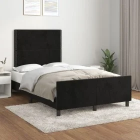 Estructura de cama con cabecero de terciopelo negro 120x200 cm de , Camas y somieres - Ref: Foro24-3125686, Precio: 156,16 €,...