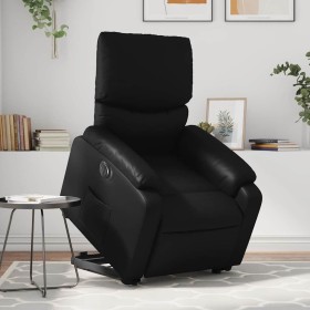 Sillón reclinable y elevable eléctrico cuero sintético negro en Sillones | Comprar online en Foru.es