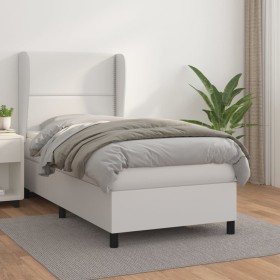 Cama box spring con colchón cuero sintético blanco 90x190 cm de , Camas y somieres - Ref: Foro24-3128950, Precio: 348,96 €, D...