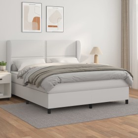 Cama box spring con colchón cuero sintético blanco 180x200 cm de , Camas y somieres - Ref: Foro24-3128986, Precio: 646,53 €, ...
