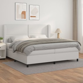 Cama box spring con colchón cuero sintético blanco 200x200 cm de , Camas y somieres - Ref: Foro24-3128992, Precio: 712,97 €, ...
