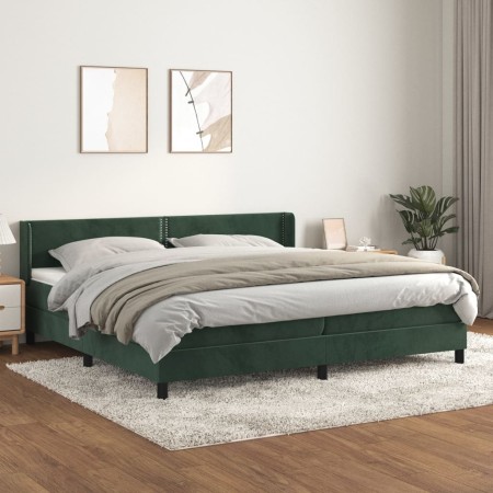 Cama box spring con colchón terciopelo verde oscuro 200x200 cm de , Camas y somieres - Ref: Foro24-3130922, Precio: 603,43 €,...