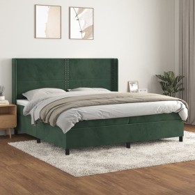 Cama box spring con colchón terciopelo verde oscuro 200x200 cm de , Camas y somieres - Ref: Foro24-3132642, Precio: 695,68 €,...