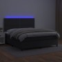 Cama box spring colchón y LED cuero sintético negro 160x200 cm de , Camas y somieres - Ref: Foro24-3135891, Precio: 583,97 €,...