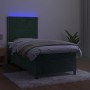 Cama box spring colchón y LED terciopelo verde oscuro 90x190 cm de , Camas y somieres - Ref: Foro24-3136038, Precio: 303,42 €...