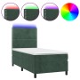 Cama box spring colchón y LED terciopelo verde oscuro 90x200 cm de , Camas y somieres - Ref: Foro24-3136044, Precio: 329,75 €...