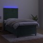 Cama box spring colchón y LED terciopelo verde oscuro 90x200 cm de , Camas y somieres - Ref: Foro24-3136044, Precio: 329,75 €...
