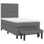 Cama box spring con colchón cuero sintético gris 90x200 cm de , Camas y somieres - Ref: Foro24-3137585, Precio: 365,76 €, Des...
