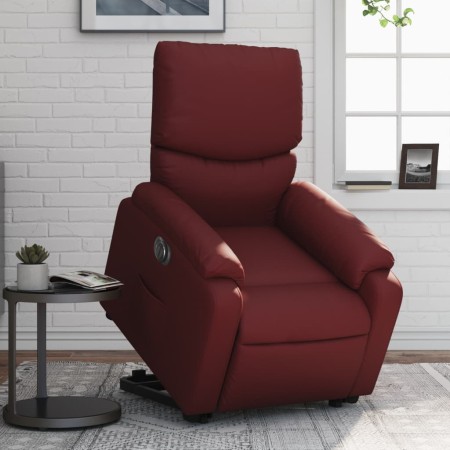 Sillón elevable eléctrico cuero artificial rojo tinto en Sillones | Comprar online en Foru.es