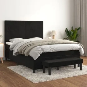 Box spring bed with black velvet mattress 140x200 cm by , Beds and slatted bases - Ref: Foro24-3137727, Price: 510,74 €, Disc...