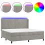 Cama box spring colchón y LED terciopelo gris claro 200x200 cm de , Camas y somieres - Ref: Foro24-3139523, Precio: 602,33 €,...